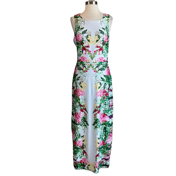 Guess Dresses & Skirts - GUESS Floral Print Cutout Back Sleeveless Sheath Long Maxi Dress Blue Size 12